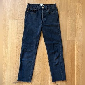 Redone 90s High Rise Ankle Jean Button Fly Faded Stone Size 27